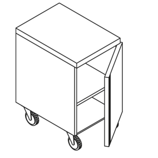 Schrank mit Flügeltür, auf Rädern, 400x700 mm