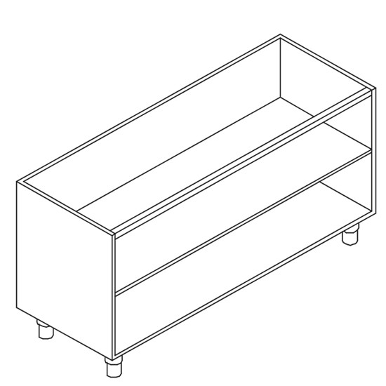 Schrank, offen, mit Zwischenbord, 1550x780 mm