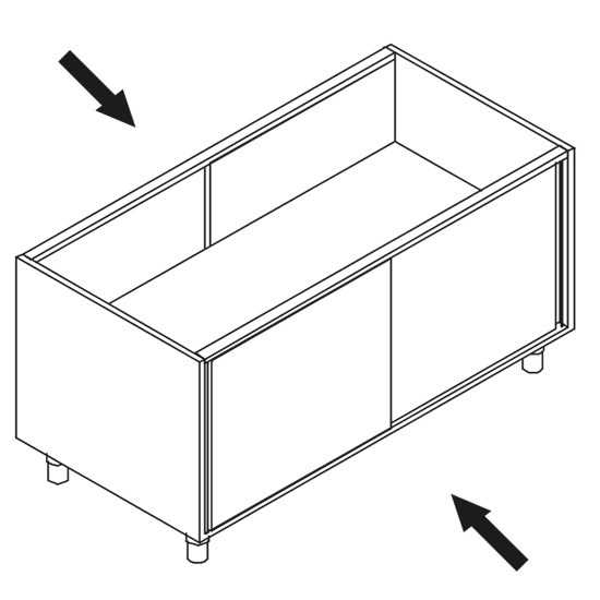 Schrank, beidseitig bedienbar, mit Schiebetüren, mit Zwischenboden, 900x780 mm