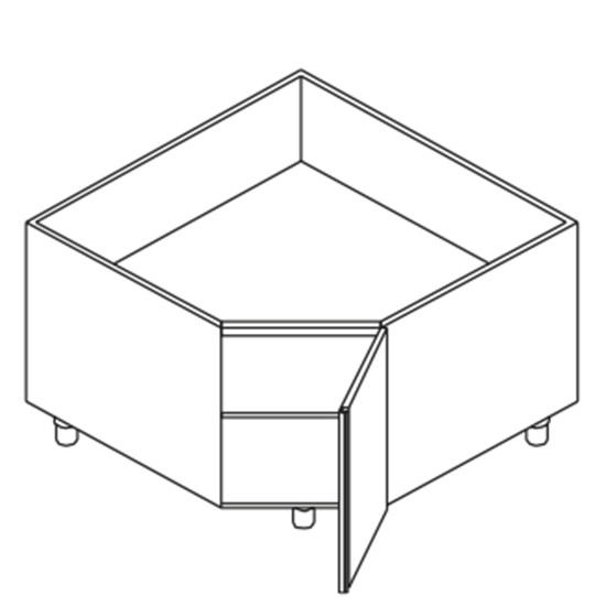 Schrank, Eck- Modell, mit Flügeltür, 1100x580 mm