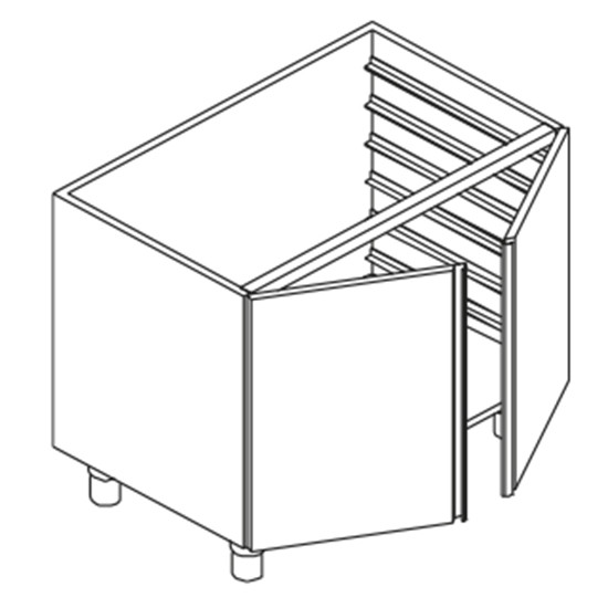 Schrank, 2 Türen, mit Führungsschienen, 900x780 mm